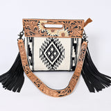 American Darling Clutch Hand Tooled Saddle Blanket Fabric Genuine Leather Western Women Bag Handbag Purse | Purses for Cute