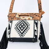 American Darling Clutch Hand Tooled Saddle Blanket Fabric Genuine Leather Western Women Bag Handbag Purse | Purses for Cute