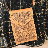 American Darling Cell Phone Holder Hand Tooled Genuine Leather Women Bag Western Handbag