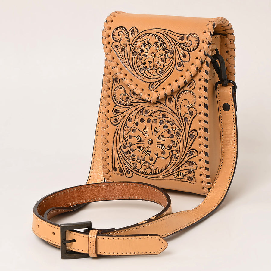 American Darling Cell Phone Holder Hand Tooled Genuine Leather Western Women Bag Handbag Purse | Travel Bags - Uhorse