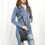American Darling Cell Phone Holder Hand Tooled Genuine Leather Western Women Bag Handbag Purse | Travel Bags College Casual