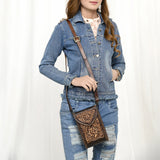 American Darling Cell Phone Holder Hand Tooled Genuine Leather Western Women Bag Handbag Purse | Travel Bags College Casual