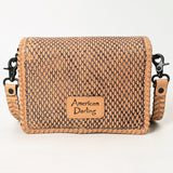 American Darling Cross Body Hand Tooled Genuine Leather Western Women Bag | Antique Tan Handbag Purse Crossbody for Cute