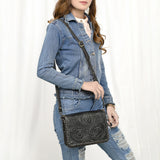 American Darling Cross Body Hand Tooled Genuine Leather Western Women Bag | Antique Tan Handbag Purse Crossbody for Cute