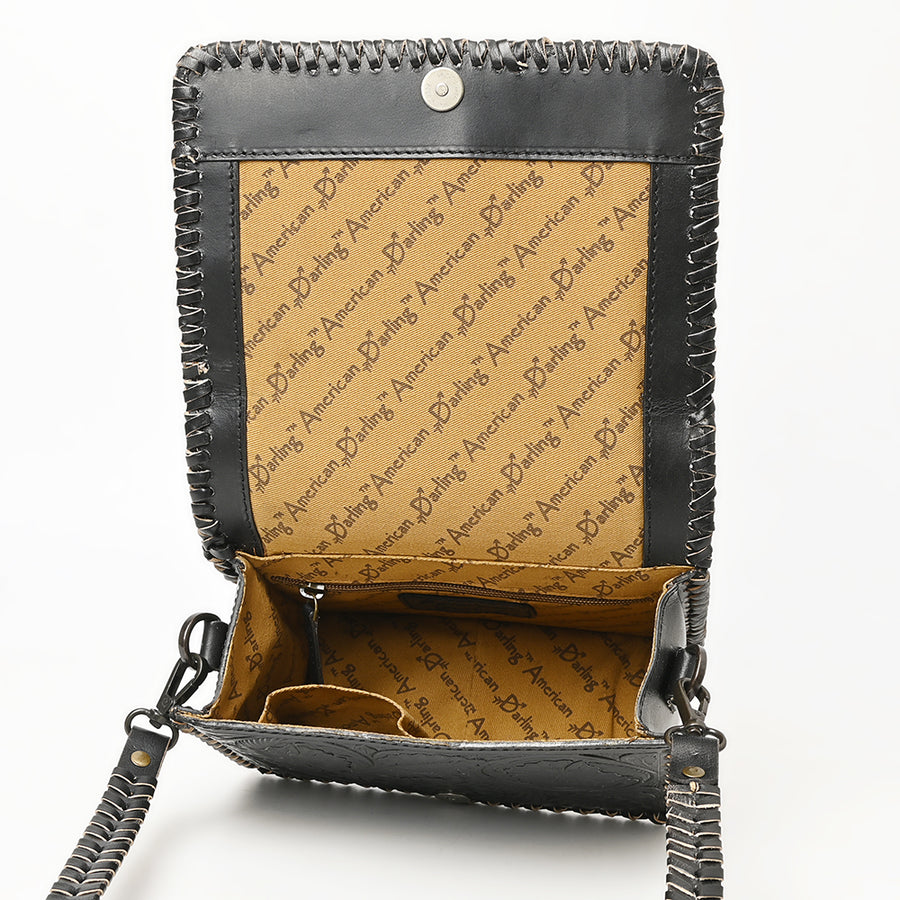American Darling Cross Body Hand Tooled Genuine Leather Western Women Bag | Antique Tan Handbag Purse Crossbody for Cute