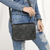 American Darling Cross Body Hand Tooled Genuine Leather Western Women Bag | Antique Tan Handbag Purse Crossbody for Cute