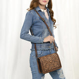 American Darling Cross Body Hand Tooled Genuine Leather Western Women Bag | Antique Tan Handbag Purse Crossbody for Cute