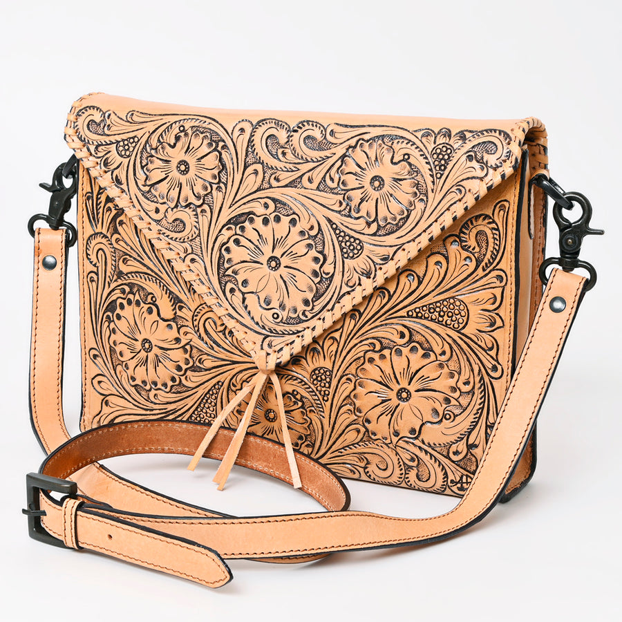 American Darling Envelope Hand Tooled Genuine Leather Western Women Bag Handbag Purse - Uhorse