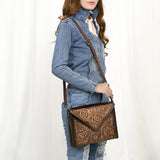 American Darling Envelope Hand Tooled Genuine Leather Western Women Bag Handbag Purse | for Cute