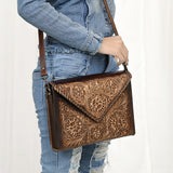 American Darling Envelope Hand Tooled Genuine Leather Western Women Bag Handbag Purse | for Cute