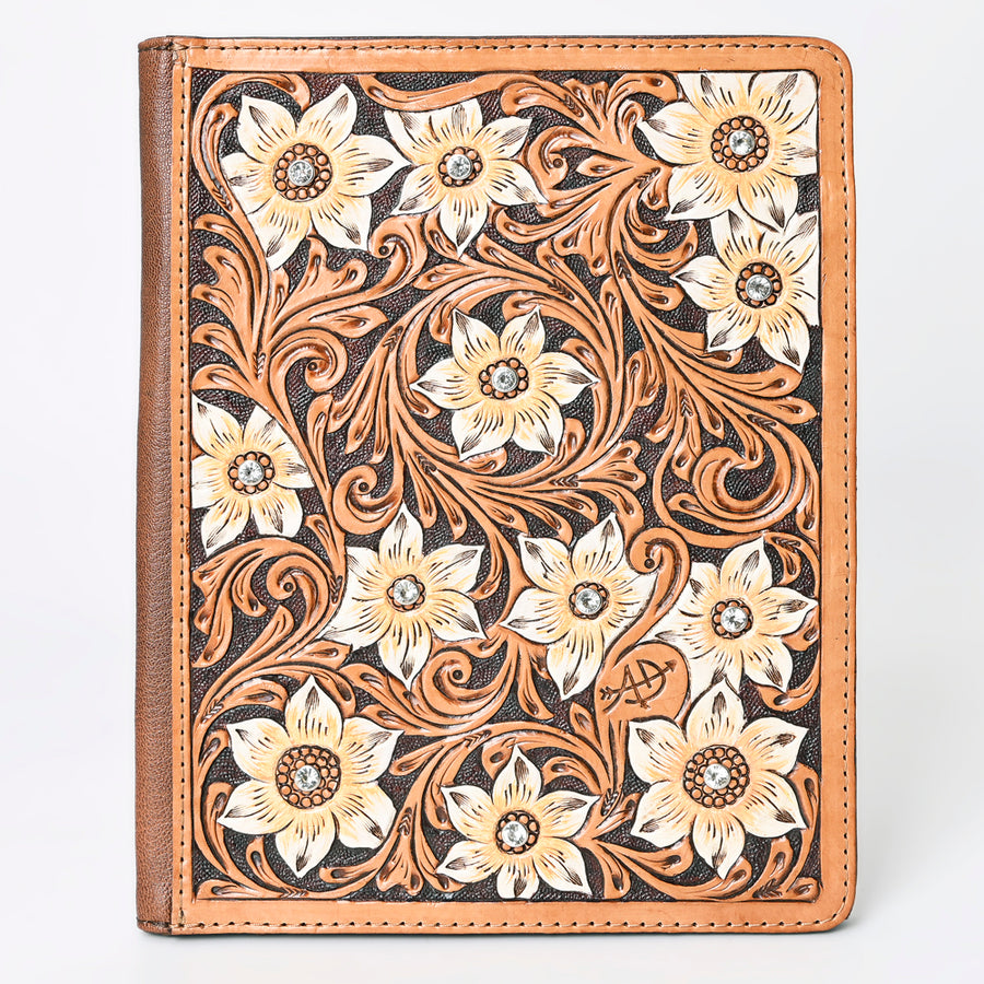 American Darling Western Tablet Sleeve Handcrafted from Hand Tooled Genuine Leather | Carved Portfolio Case for Documents & Tech