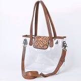 American Darling Floral Tooled Leather Clear Bag | Western Stadium Tote - Hilason
