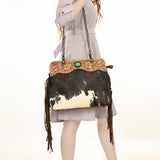 American Darling ADBG1187 Hand Tooled Hair-On Genuine Leather Women Bag Western Handbag Purse