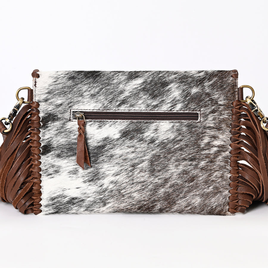 American Darling Hair-On Cowhide Braided Genuine Leather Envelope Fringes Vegetable-Tanned Eco-Friendly Western