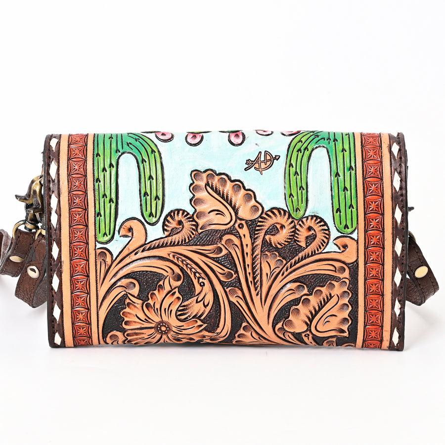 American Darling Hand Tooled Floral Carved Genuine Leather Small Cross body Bag Vegetable-Tanned Eco-Friendly Western