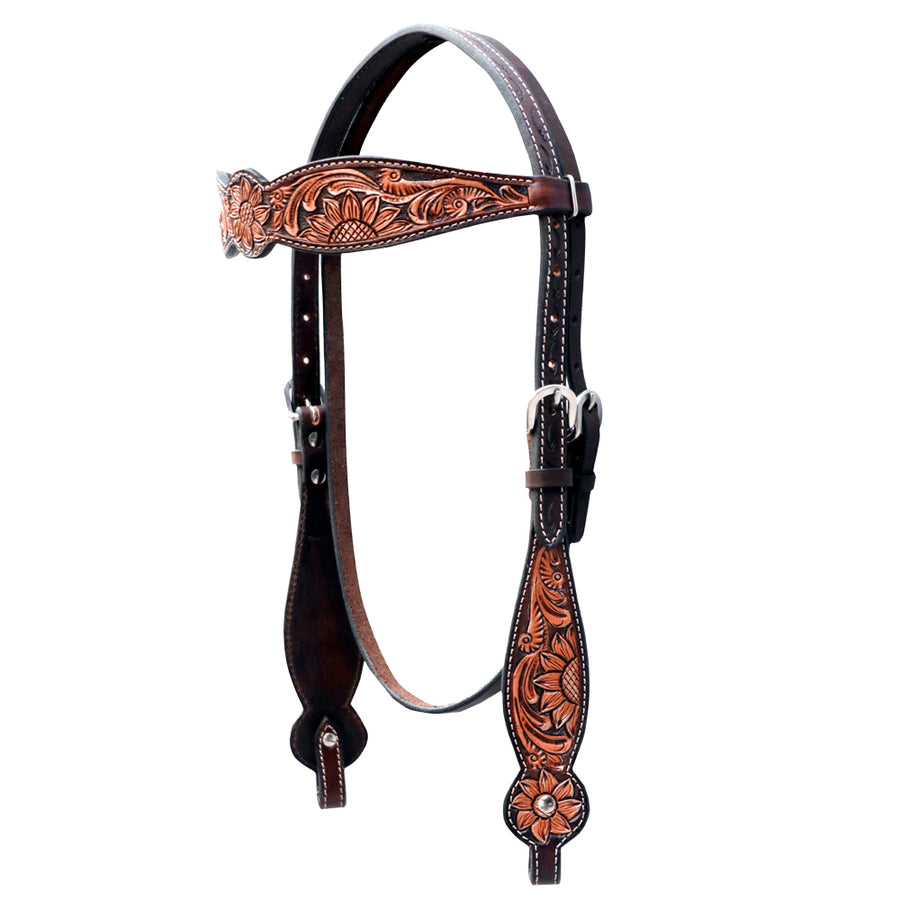 HILASON Western Horse Headstall & Breast Collar American Leather Hand Carving