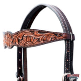 HILASON Western Horse Headstall & Breast Collar American Leather Hand Carving