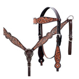 Hilason Western Horse Headstall Breast Collar Set American Leather - Uhorse