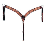 HILASON Western Horse Headstall & Breast Collar Tack Set American Leather Floral Carving Brown