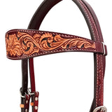 HILASON Western Horse Headstall & Breast Collar Tack Set American Leather Floral Carving Brown