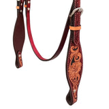 HILASON Western Horse Headstall & Breast Collar Tack Set American Leather Floral Carving Brown