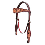 HILASON Western Horse Headstall & Breast Collar Tack Set American Leather Floral Carving Brown