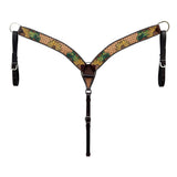 HILASON Western Horse Headstall & Breast Collar American Leather Floral Carving