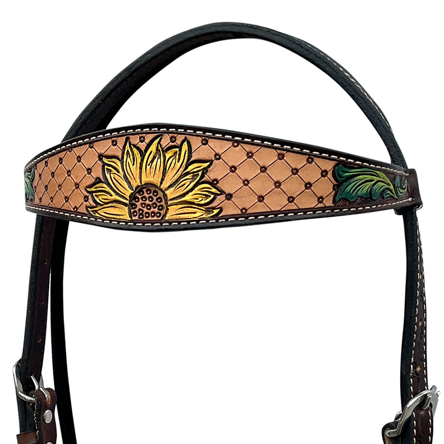 HILASON Western Horse Headstall Breast Collar Tack American Leather Brown | Set for Horses