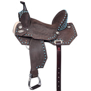 Hilason Western Horse Flex Tree Barrel Trail In Suede Leather Saddle Brown