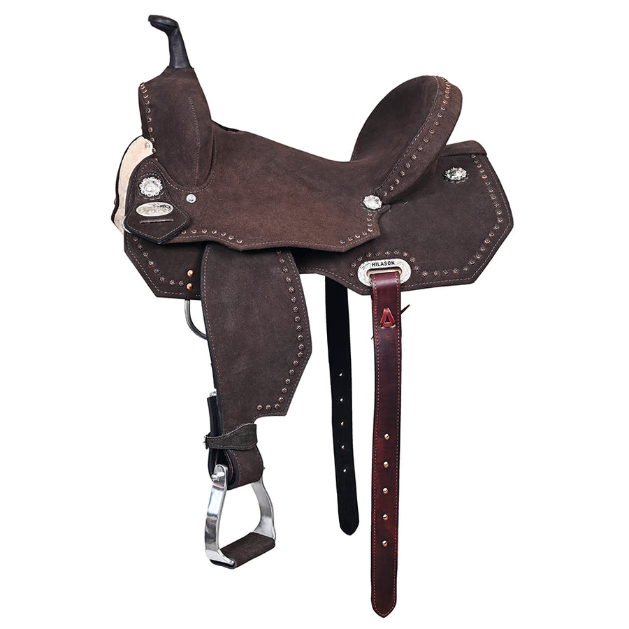 Hilason Western Horse Flex Tree Barrel Trail In Suede Leather Saddle Brown - Uhorse