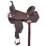 Hilason Western Horse Flex Tree Barrel Trail In Suede Leather Saddle Brown