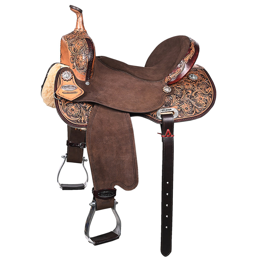 Hilason Western Horse Flex Tree Barrel Trail In American Leather Saddle Brown - Uhorse