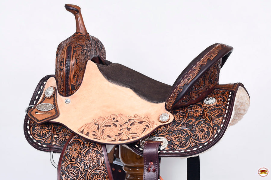 HILASON Western Horse Flex Tree Barrel Trail in American Leather Saddle Brown | for Horses
