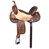 Hilason Western Horse Flex Tree Barrel Trail In American Leather Saddle Brown