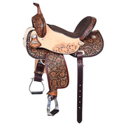 HILASON Western Horse Flex Tree Barrel Trail in American Leather Saddle Brown | for Horses