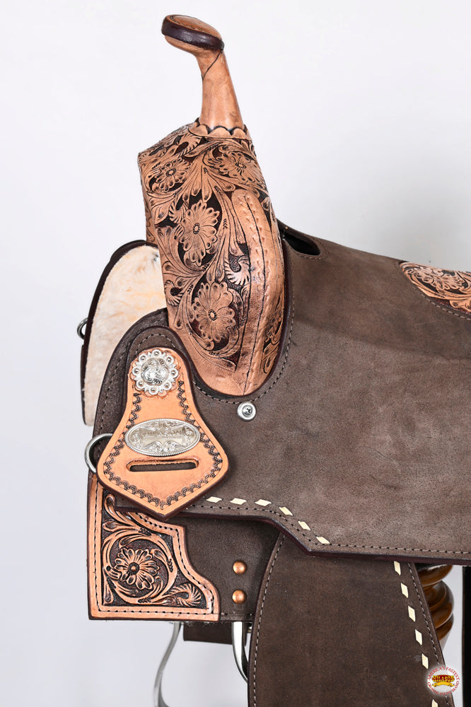 HILASON Western Horse Flex Tree Barrel Trail in American Leather Saddle Brown | for Horses