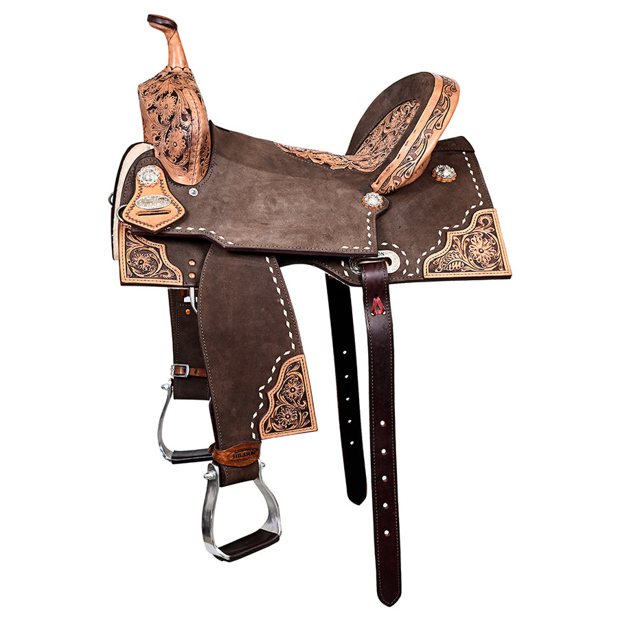 Hilason Western Horse Flex Tree Barrel Trail In American Leather Saddle Brown - Uhorse