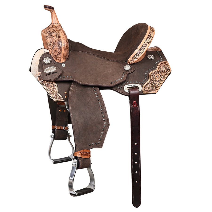 Hilason Western Horse Flex Tree Barrel Trail In American Leather Saddle Brown - Uhorse