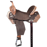 HILASON Western Horse Flex Tree Barrel Trail in American Leather Saddle Brown | Leather Saddle | Western Saddle | Saddle for Horses | Horse Saddle Western