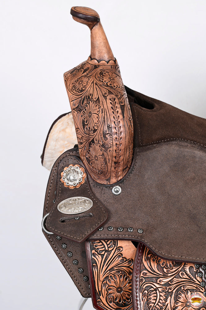 HILASON Western Horse Flex Tree Barrel Trail in American Leather Saddle Brown | for Horses