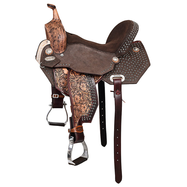 Hilason Western Horse Flex Tree Barrel Trail In American Leather Saddle Brown - Uhorse