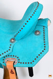 Hilason Western Horse Flex Tree Barrel Trail In Suede Leather Saddle Turquoise