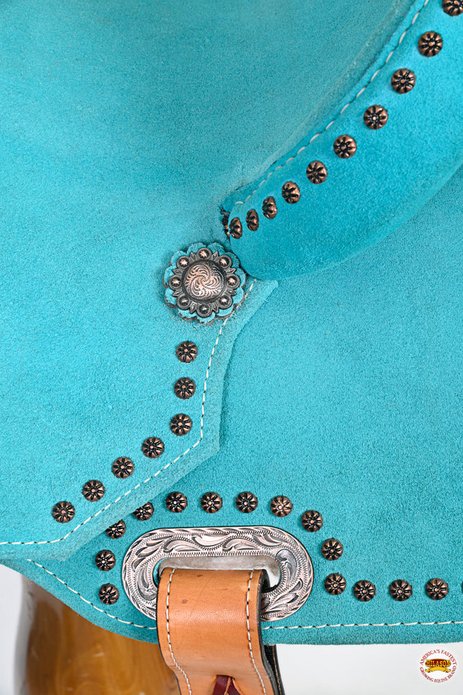 HILASON Western Horse Flex Tree Barrel Trail in Leather Saddle Turquoise | for Horses