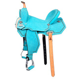 Hilason Western Horse Flex Tree Barrel Trail In Suede Leather Saddle Turquoise