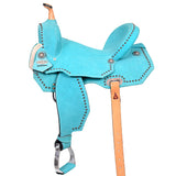 HILASON Western Horse Flex Tree Barrel Trail in American Leather Saddle Turquoise | Leather Saddle | Western Saddle | Saddle for Horses | Horse Saddle Western