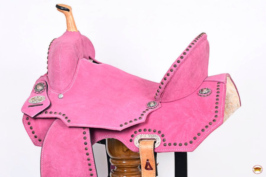 HILASON Western Horse Flex Tree Barrel Trail in Leather Saddle Pink | for Horses