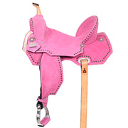 Hilason Western Horse Flex Tree Barrel Trail In Suede Leather Saddle Pink