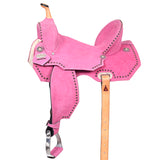 Hilason Western Horse Flex Tree Barrel Trail In Suede Leather Saddle Pink