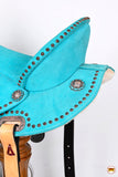 Hilason Western Horse Flex Tree Barrel Trail In Suede Leather Saddle Turquoise