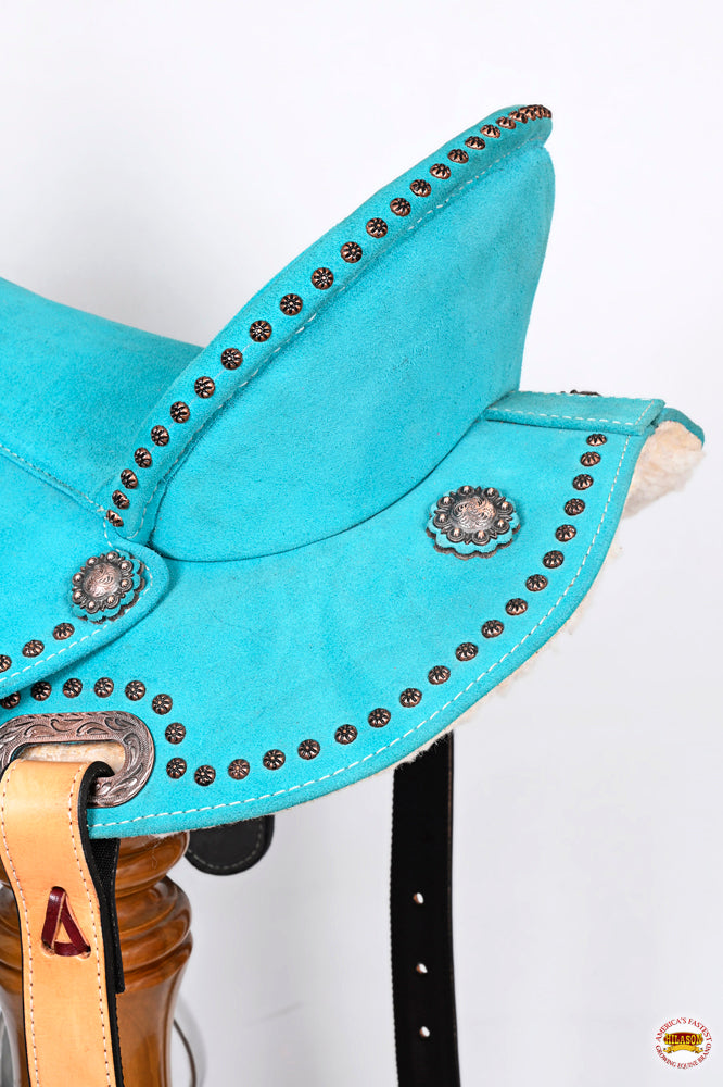 HILASON Western Horse Flex Tree Barrel Trail in Leather Saddle Turquoise | for Horses